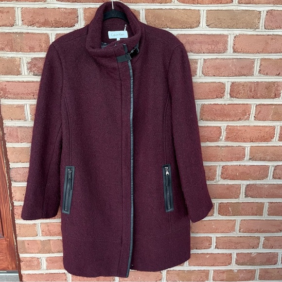 Ladies wine colored/burgundy wool blend pea coat. Calvin Klein. XXL - Picture 1 of 15
